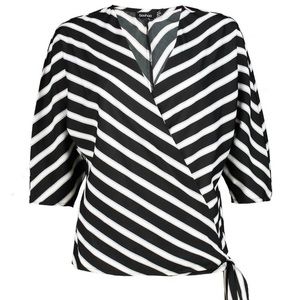 boohoo Striped Front Wrap Shirt